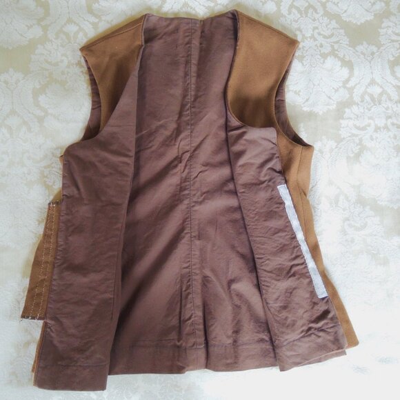 Men's Brown Wool Renaissance Poet Pirate Artisan Lord Waistcoat M/L - Picture 7 of 8